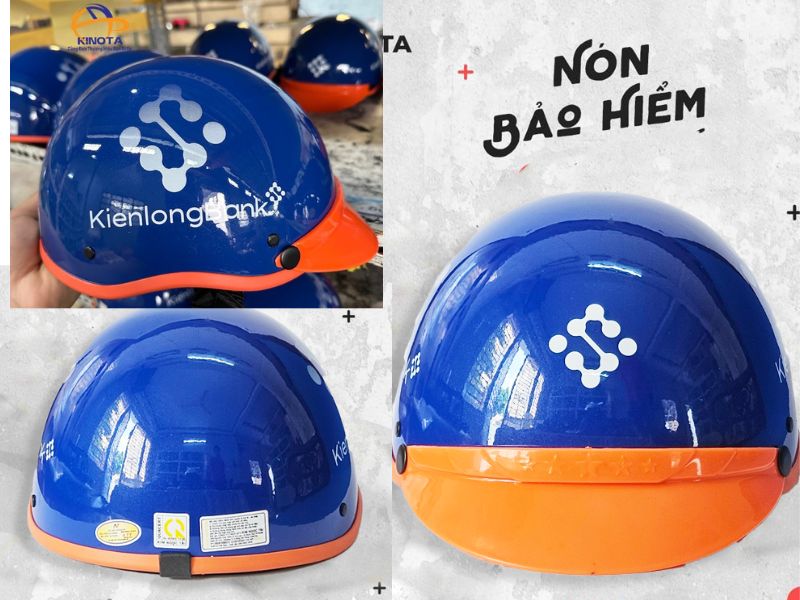 Xưởng quà tặng Kinota sản xuất nón bảo hiểm cho ngân hàng Kienlongbank