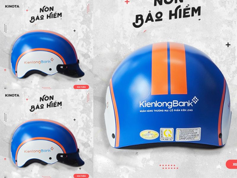 Xưởng quà tặng Kinota sản xuất nón bảo hiểm cho ngân hàng Kienlongbank để tri ân khách hàng