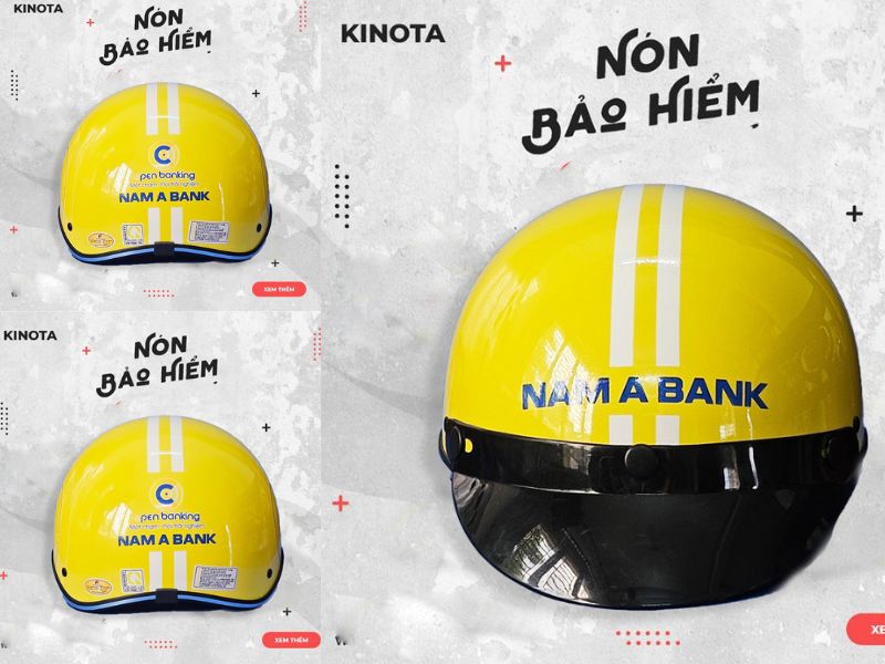 Xưởng quà tặng Kinota sản xuất nón bảo hiểm cho ngân hàng NAM A BANK