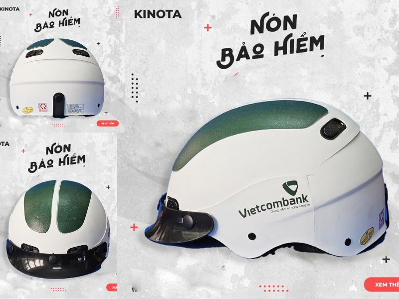 Xưởng quà tặng Kinota sản xuất nón bảo hiểm cho ngân hàng Vietcombank